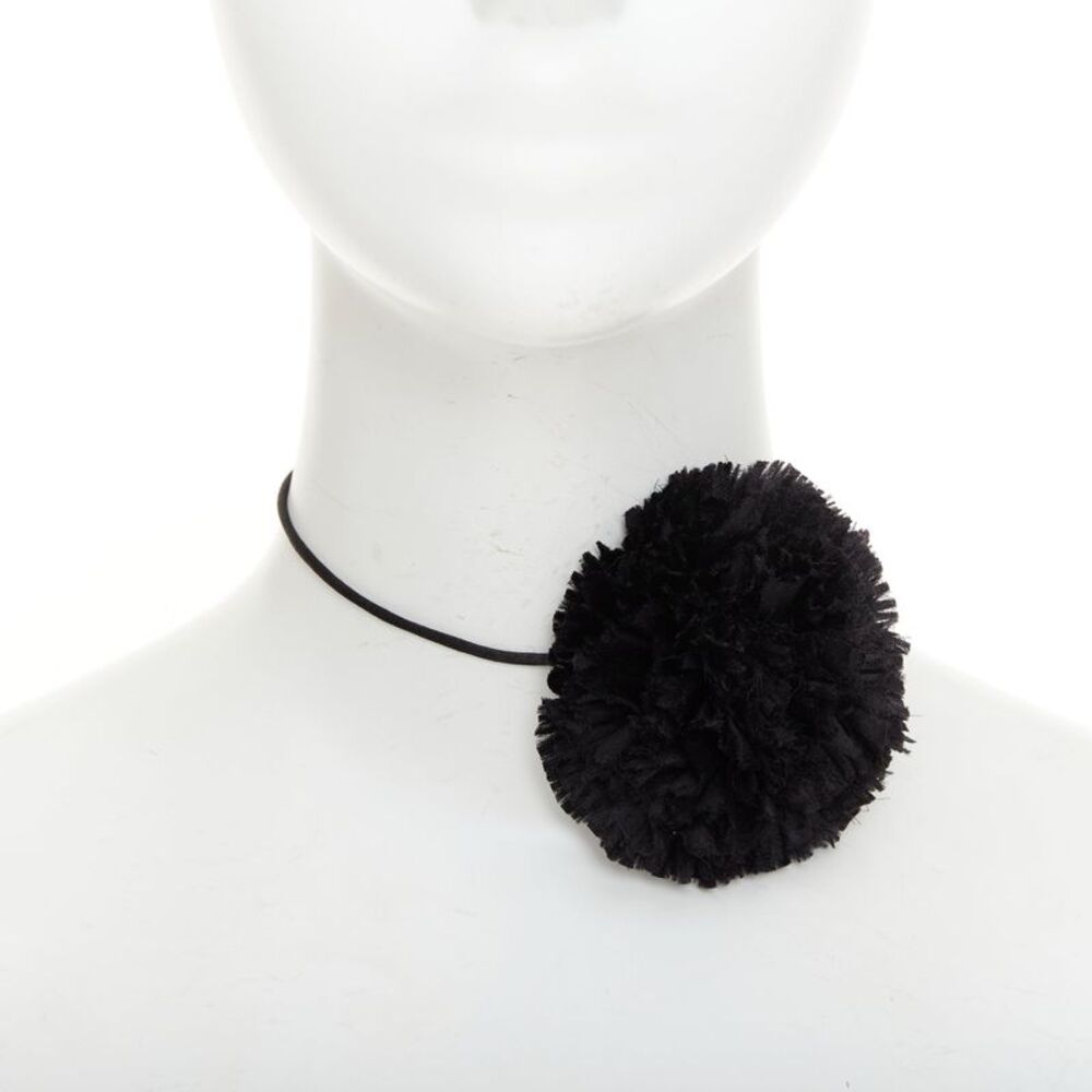 Saint Laurent Black Silk Petal Choker Necklace